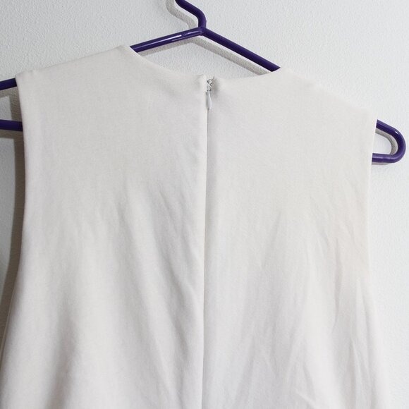 COS Gathered Asymmetric Midi Dress White V-Neck Ruched Cinched Sleeveless Small - Picture 11 of 16